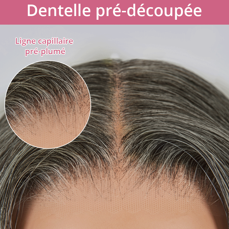 7x5 Glueless Gris argenté Bob Nœuds Pré-blanchis Perruque Sans Colle Ondulé