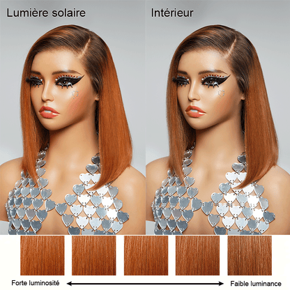 9x6 Glueless Gingembre Ombre Émoussée Lisse Bob Perruque Sans Colle