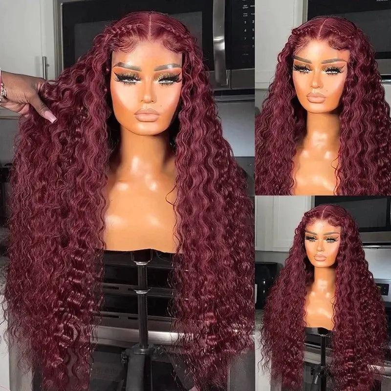 13x4 99J Lace Front Perruques Cheveux Humains Brésilien Bouclé - hjweavebeauty