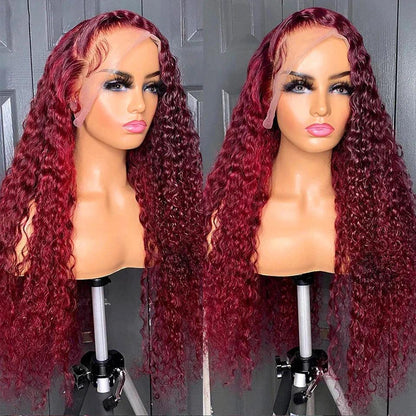 13x4 99J Lace Front Perruques cheveux humains Brésilien Deep Curly - hjweavebeauty