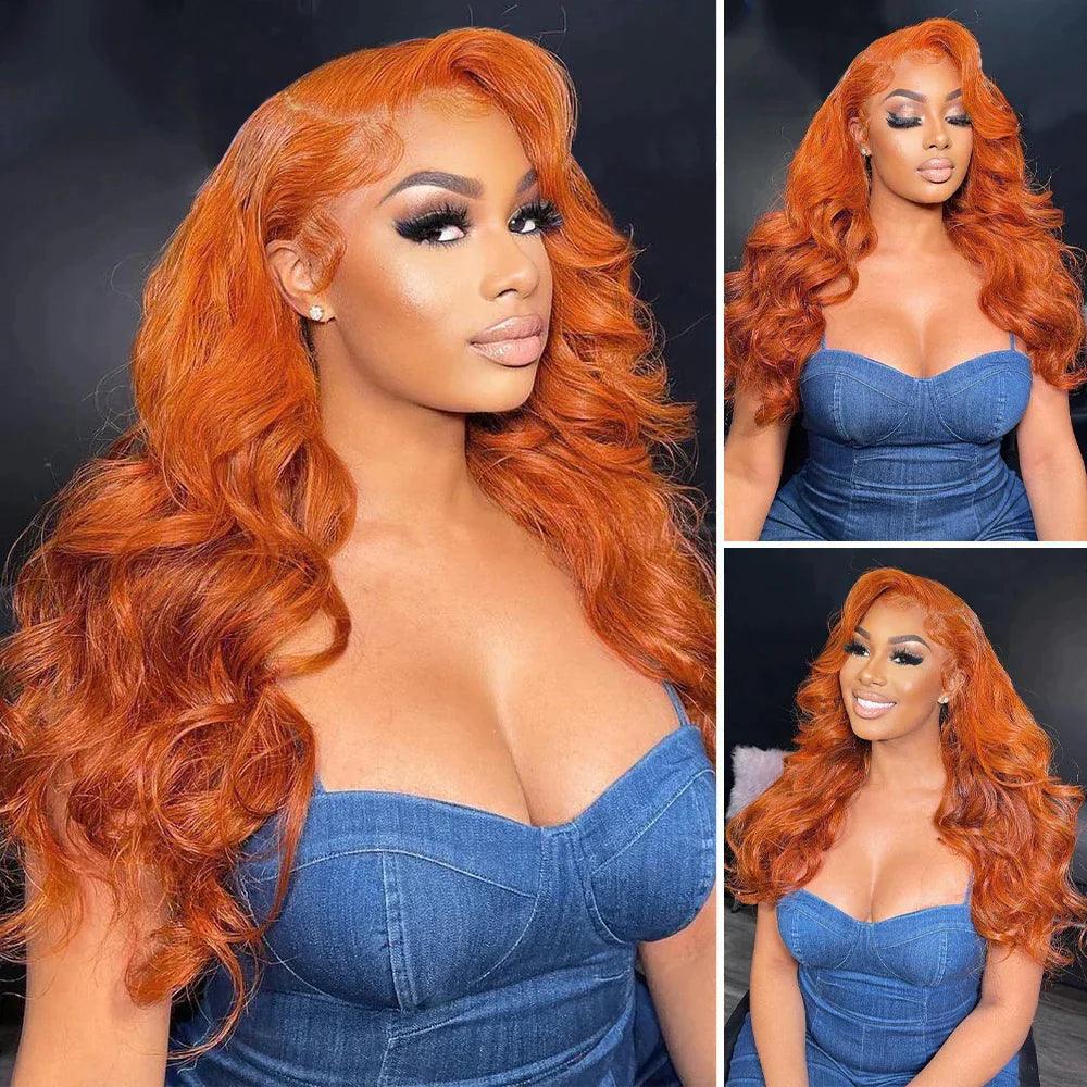 13x4 Ginger Lace Front Perruques Cheveux Humains Brésilien Body Wave Tissage - hjweavebeauty