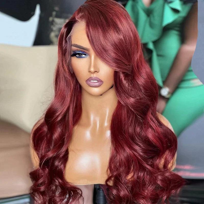 13x4 Perruques de cheveux humains en dentelle de couleur rouge brésilienne body wave Tissage - hjweavebeauty