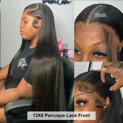 13x6 Lace Front Perruques Cheveux Humains Brésilien Straight Lisse - hjweavebeauty