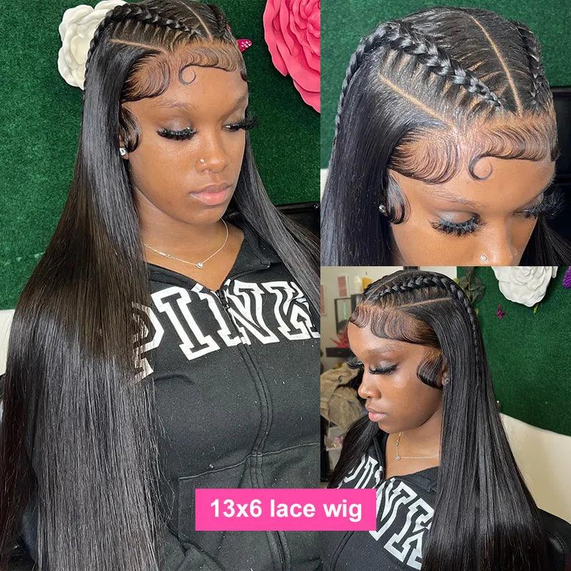 13x6 Lace Front Perruques Cheveux Humains Brésilien Straight Lisse - hjweavebeauty