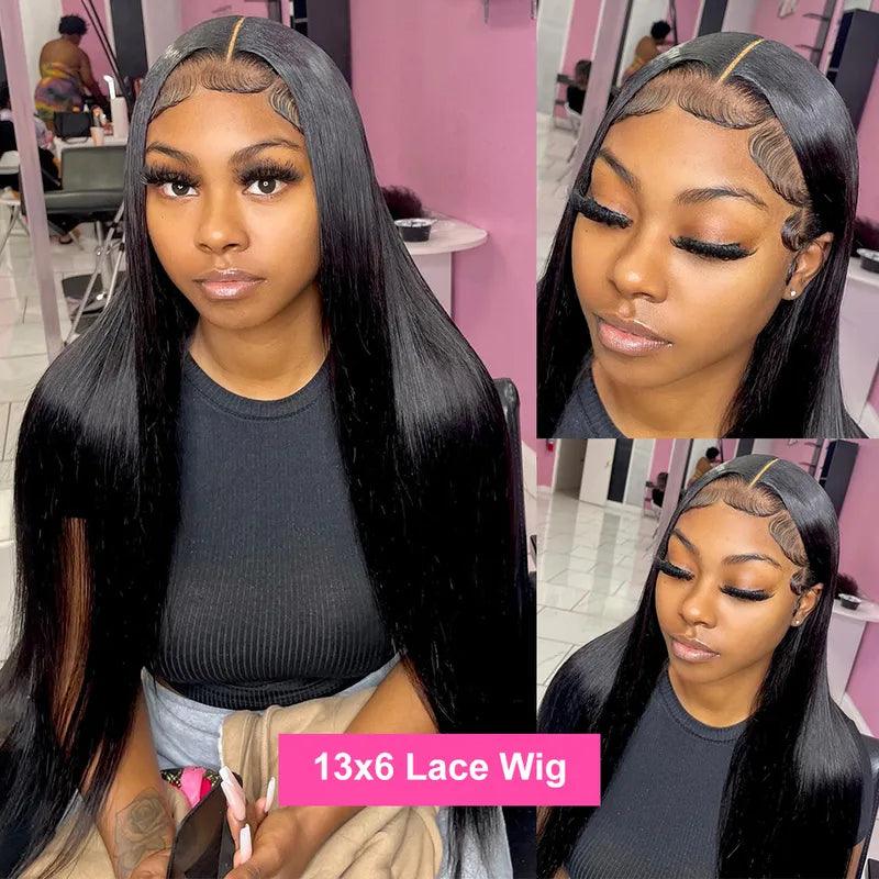 13x6 Lace Front Perruques Cheveux Humains Brésilien Straight Lisse - hjweavebeauty