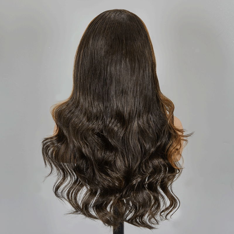 Glueless Marron Highlight Perruque Sans Colle à Frange Brésilien Body Wave