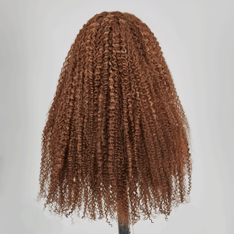 9x6 Glueless Brun Chocolat Couleur Kinky Curly Perruque Sans Colle