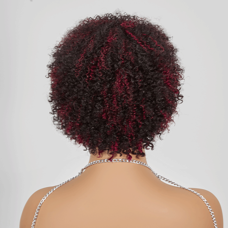 Glueless Afro  Kinky Curly Courte Bob Perruque Pixie Sans Colle