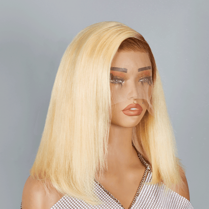 13x4 C Partie Bob Perruque Brun Mélange Blonde Cheveux Humains