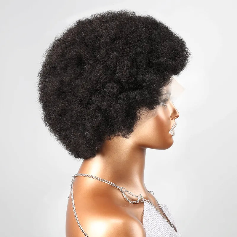 13x4 Afro Kinky Curly Rebondissement Bob Lace Frontale Humain Cheveux