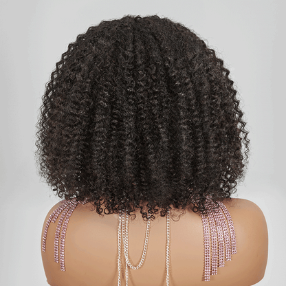 Pour Débutants Glueless Kinky Curly Bob Perruque Sans Colle Avec Frange