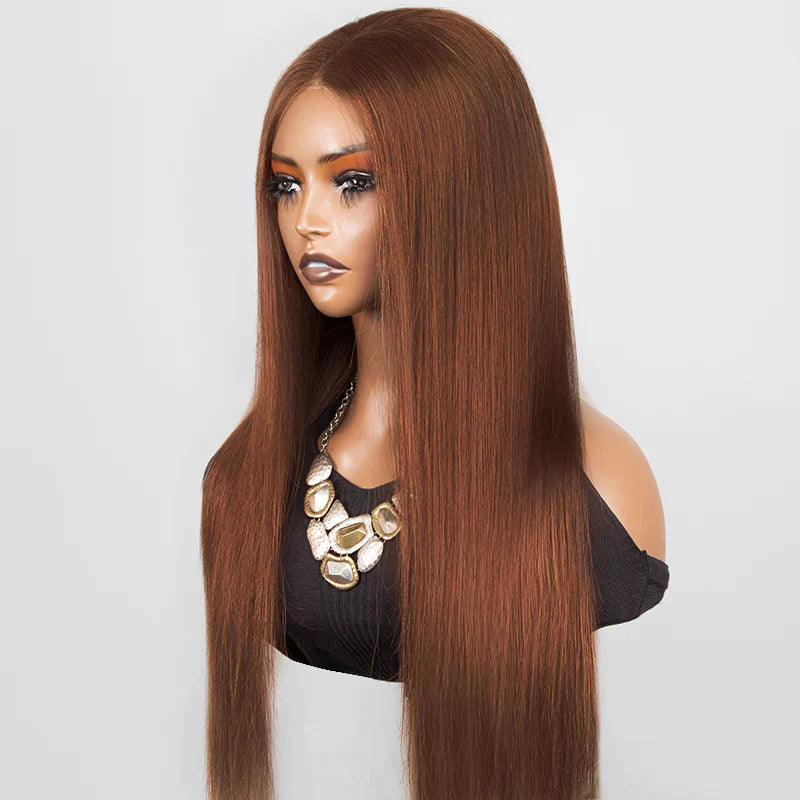 7x5 Glueless Perruques Sans Colle Brun Chocolat 13x4 Lace Front Cheveux Humains Brésilien Lisse - hjweavebeauty