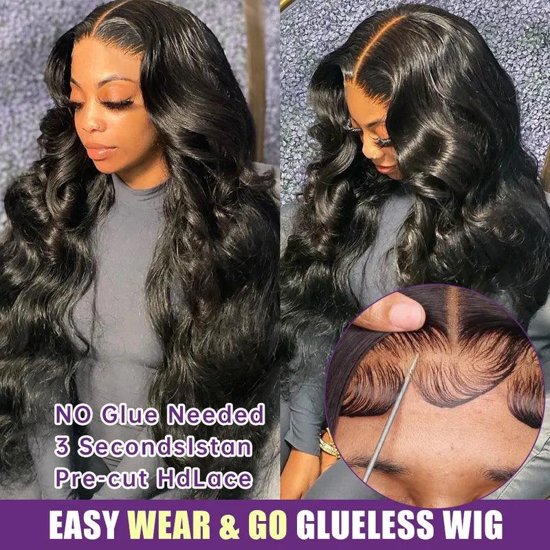 7X5 Glueless Upgraded Bleached Knots Wear Go Body Wave Perruque cheveux humains - hjweavebeauty