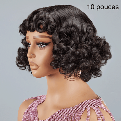 Glueless Faux Cuir Chevelu Bob Perruque Sans Colle Rose Bouclé 3s Wear Go