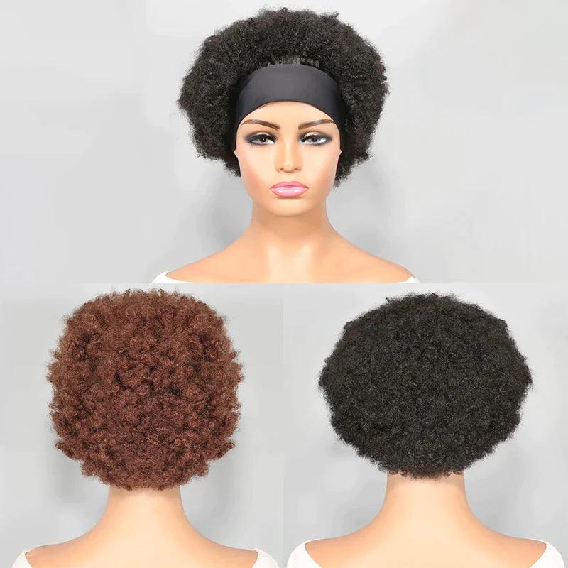 Court Ombre Bandeau Perruque Bob Cheveux Humains Brésiliens Bouclé - hjweavebeauty