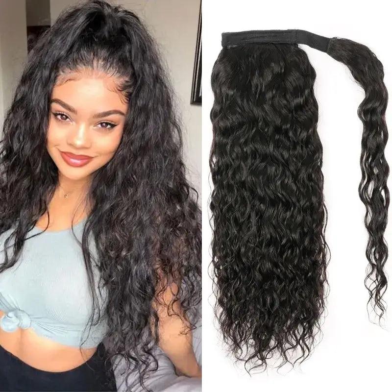 Extension cheveux humains Water Wave Ponytail Queues cheval hautes - hjweavebeauty