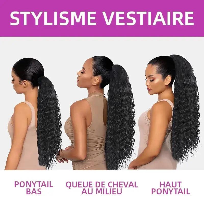 Extension cheveux humains Water Wave Ponytail Queues cheval hautes - hjweavebeauty