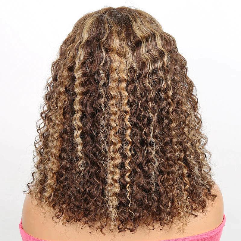 Frange Ombre Perruque Bob Cheveux Humains Brésiliens Curly - hjweavebeauty