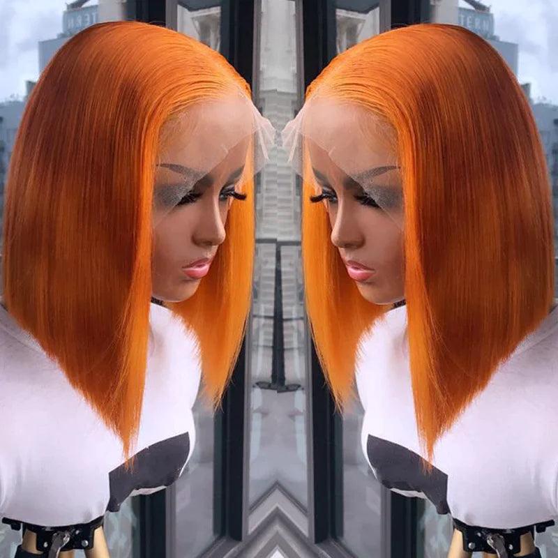 Ginger Colored Bob Perruques Cheveux Humains Straight Brésiliens - hjweavebeauty