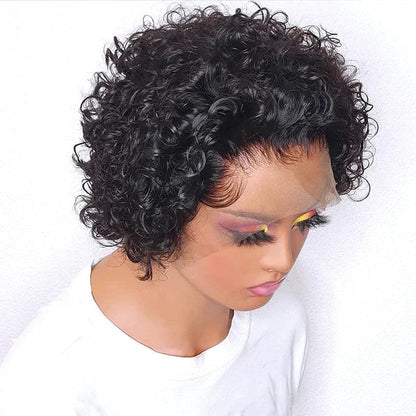 Perruque Courte Bon Marché Coupe Pixie Perruques Cheveux Humains Bouclés - hjweavebeauty