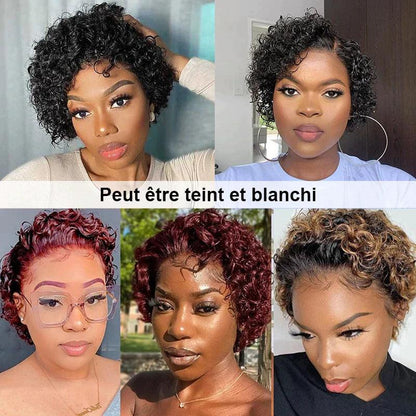 Perruque Courte Bon Marché Coupe Pixie Perruques Cheveux Humains Bouclés - hjweavebeauty