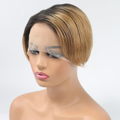 Perruque Ombre Pixie Cut T Part Straight Perruques Cheveux Humains - hjweavebeauty