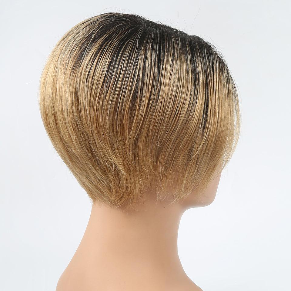 Perruque Ombre Pixie Cut T Part Straight Perruques Cheveux Humains - hjweavebeauty