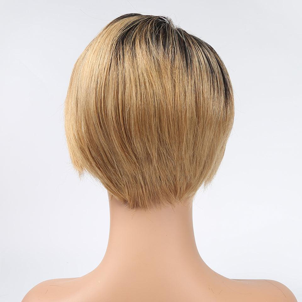 Perruque Ombre Pixie Cut T Part Straight Perruques Cheveux Humains - hjweavebeauty