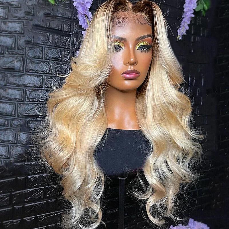 Perruques Colorées Cheveux Humains Ombre Blond Body Wave Brésilien Tissage - hjweavebeauty