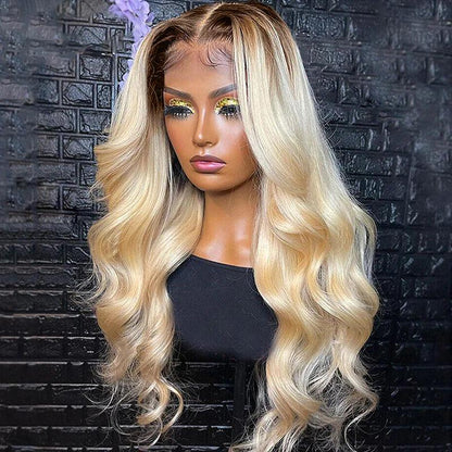 Perruques Colorées Cheveux Humains Ombre Blond Body Wave Brésilien Tissage - hjweavebeauty