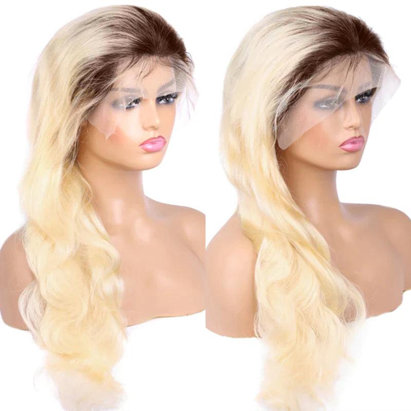 Perruques Colorées Cheveux Humains Ombre Blond Body Wave Brésilien Tissage - hjweavebeauty