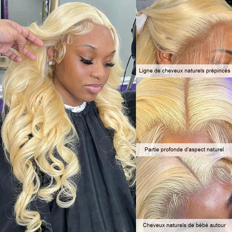 Perruques Colorées En Cheveux Humains Blond Body Wave Brésilien Tissage - hjweavebeauty