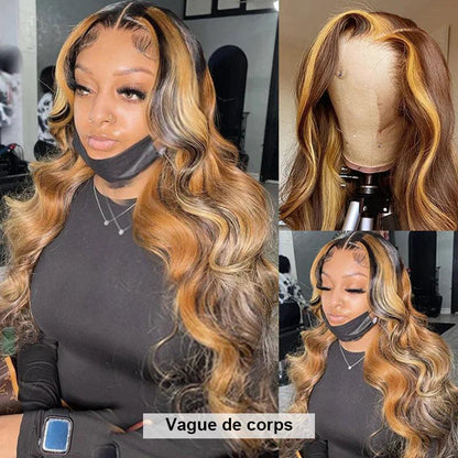 Perruques Colorées En Cheveux Humains Ombre Brésilien Body Wave Tissage - hjweavebeauty